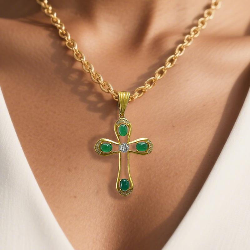 FOLYSTUY(YNK07) 24k gold filled 80mm with 45mm cross pendent