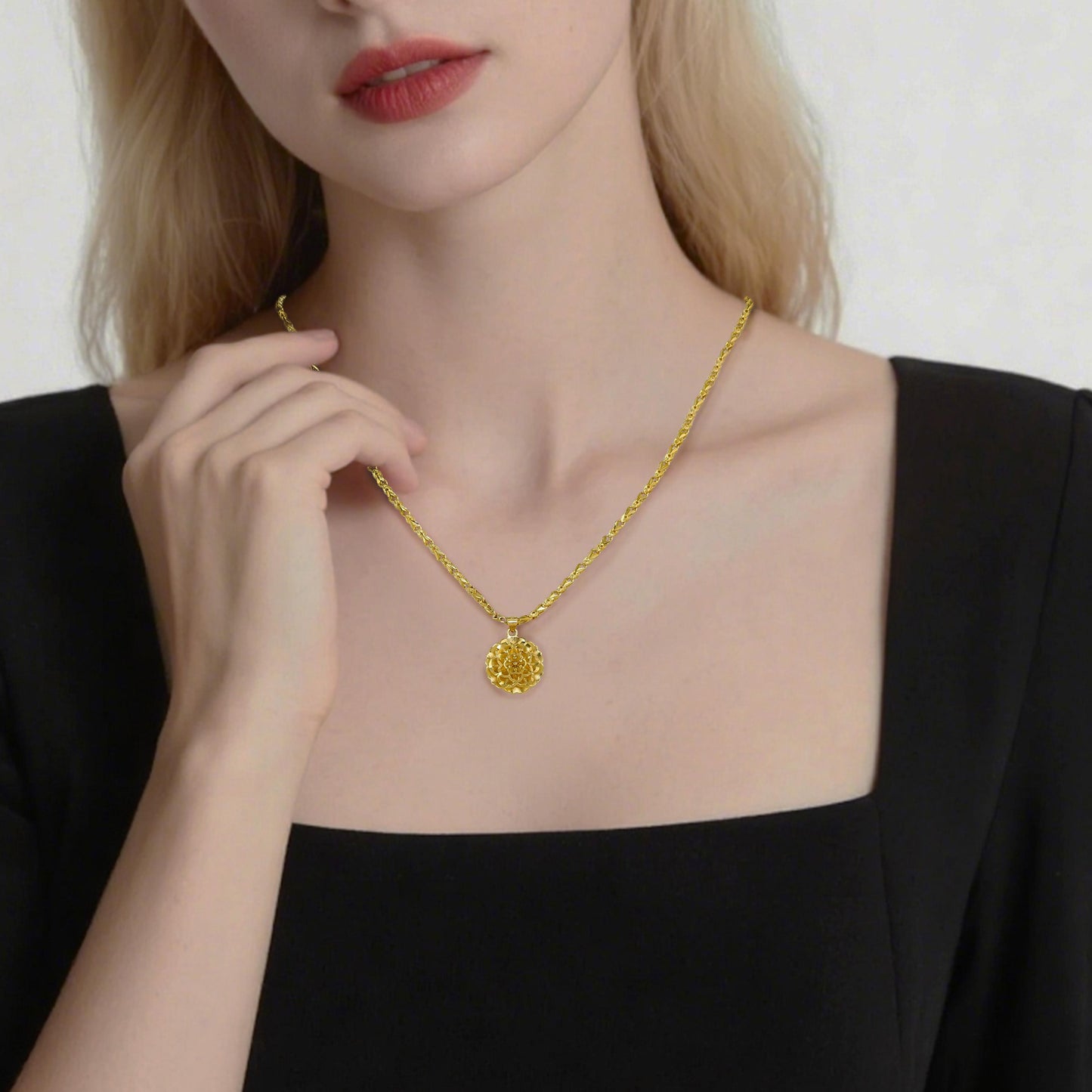 【FOLYSTUY(Y149)】24k gold filled Sunflower pendant rabbit necklace