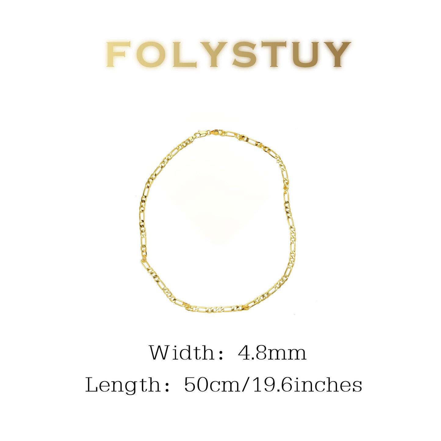 【FOLYSTUY (Y127)】24k gold filled Figaro Necklace