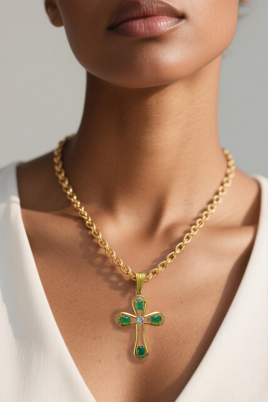 FOLYSTUY(YNK07) 24k gold filled 80mm with 45mm cross pendent