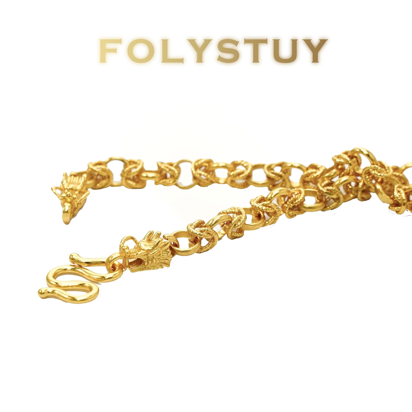 【FOLYSTUY(YNY07)】24k gold filled 7mm-Wide, 23.6-Inch-Long Dragon Bone Necklace