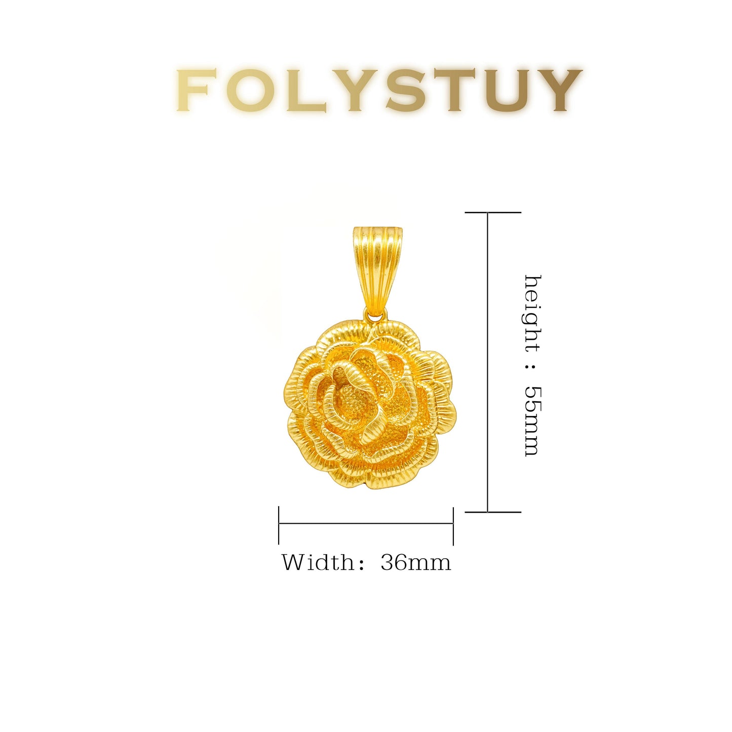 【FOLYSTUY (YNK06)】24k gold filled 36mm Flower Pendant