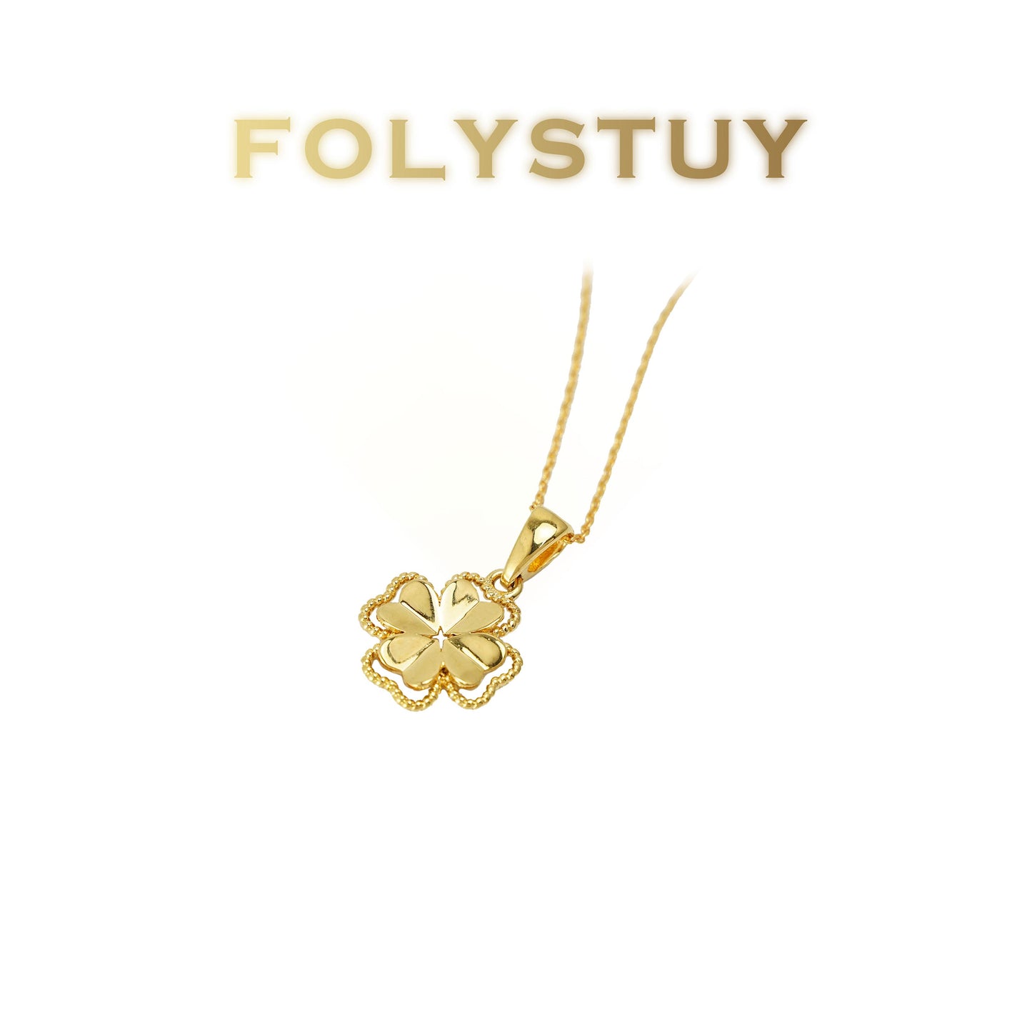 FOLYSTUY(K147) 24k gold filled 4 leaf clad pendant