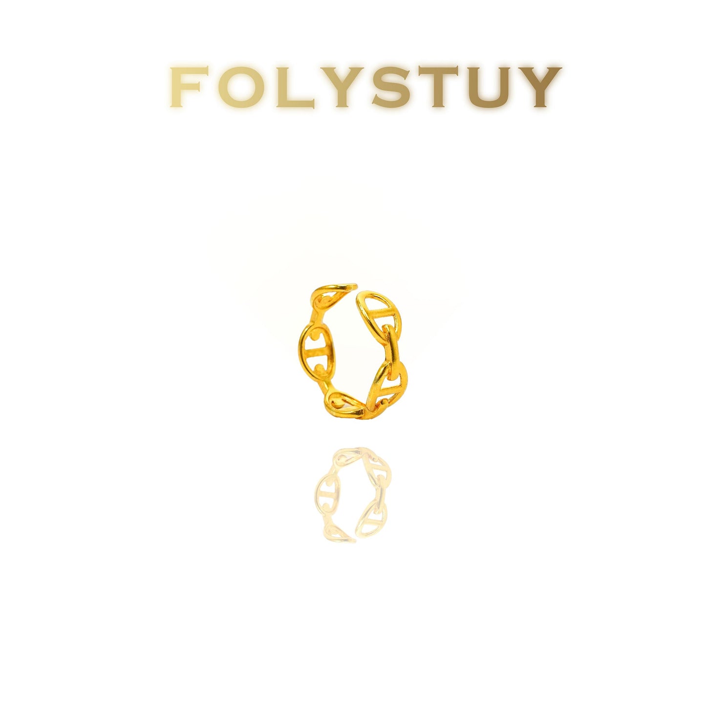 【FOLYSTUY(YNZ39)】24k gold filled Stylish Interlocking - Design Ring by FOLYSTUY