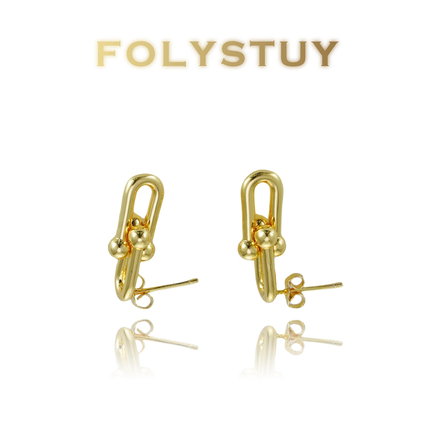 【FOLYSTUY (C68)】24k gold filled Paperclip Earrings