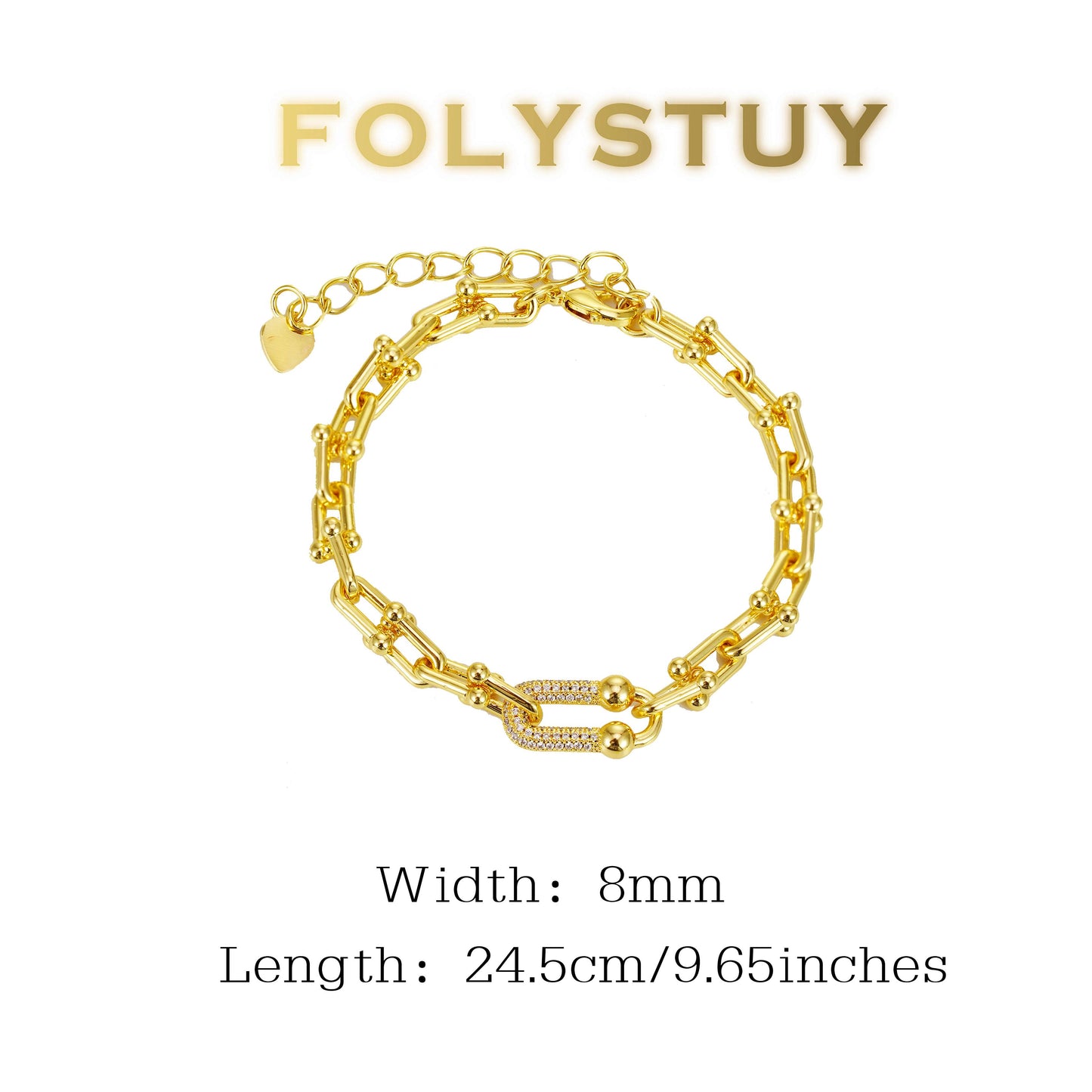 【FOLYSTUY (W153)】24k gold filled Paperclip Bracelet