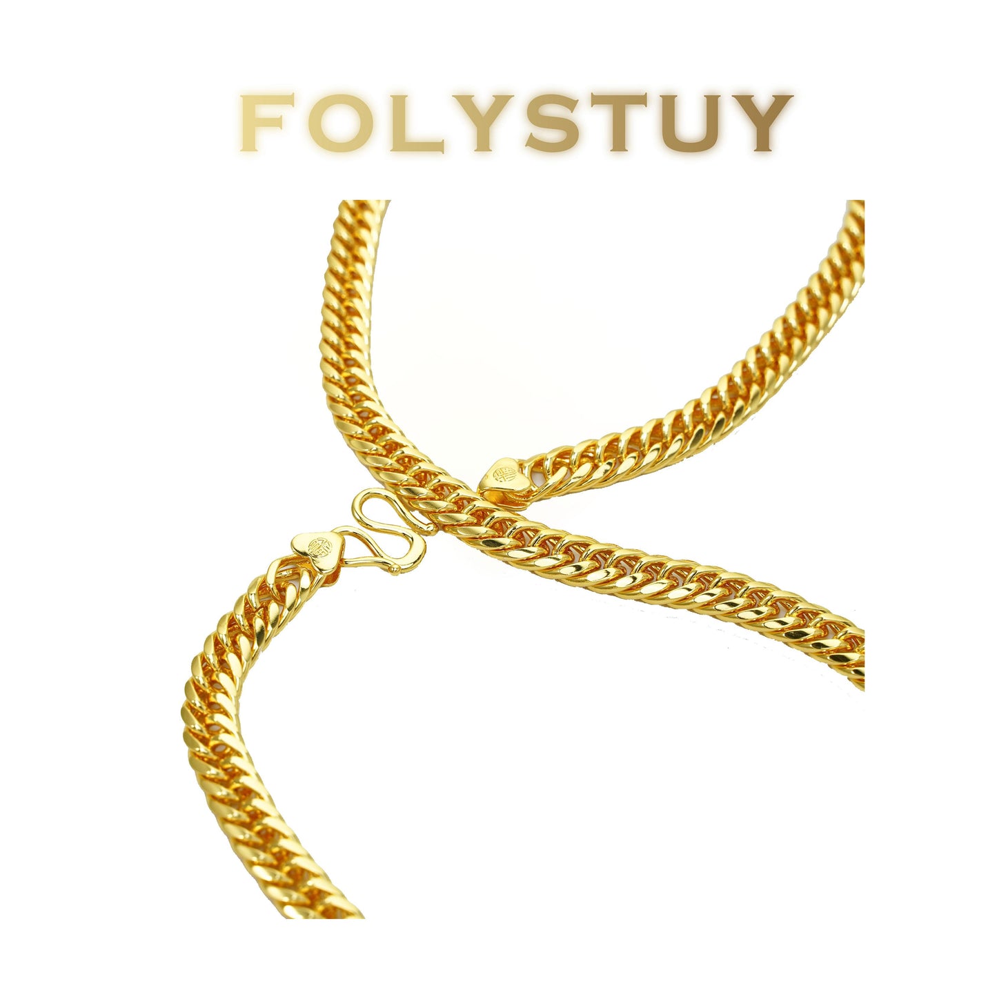 【FOLYSTUY (Y130)】24k gold filled Cuban Chain Necklace