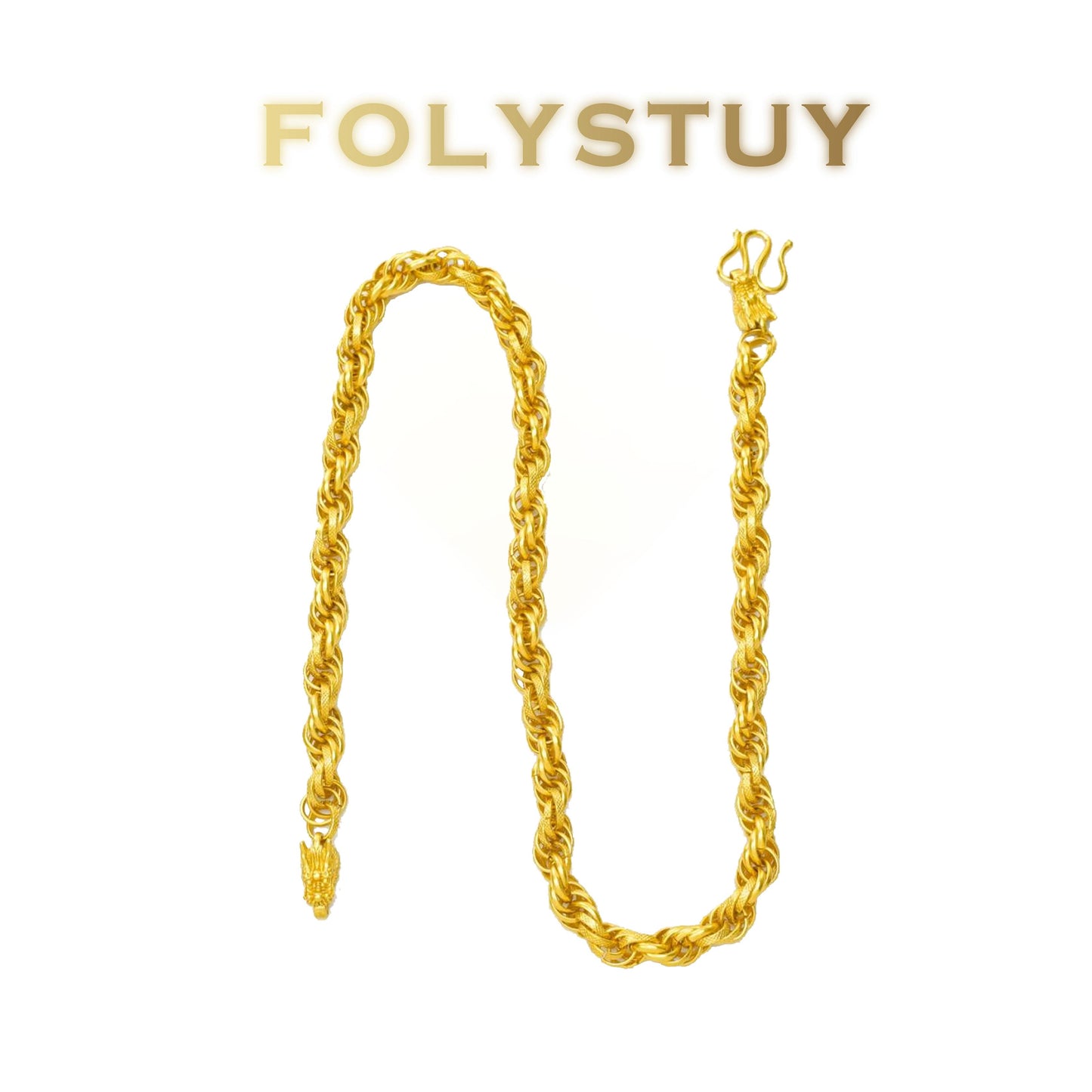 【FOLYSTUY(YNY10)】24k gold filled Dragon Bone Twisted Necklace