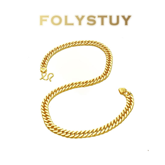 【FOLYSTUY (Y129)】24k gold filled Cuban Chain Necklace