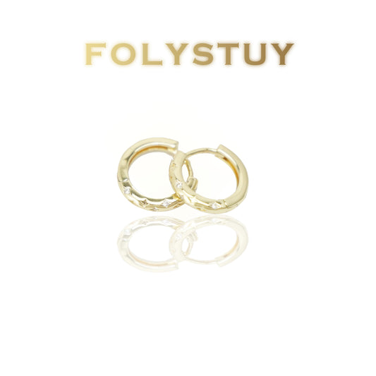 【FOLYSTUY (C0073)】24k gold filled Plain hoop earrings