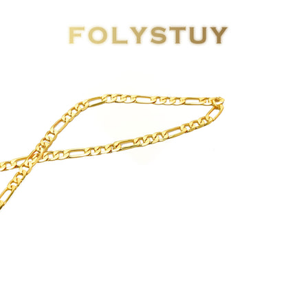 【FOLYSTUY (Y127)】24k gold filled Figaro Necklace