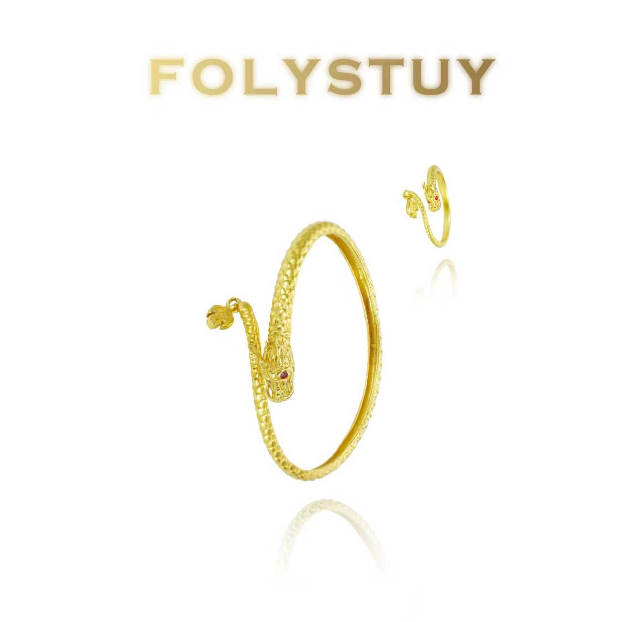 [FOLYSTUY (YNT03)] 24k gold filled Dragon Bangle With Dragon Ring