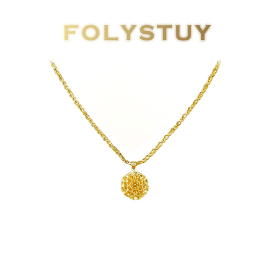 【FOLYSTUY(Y149)】24k gold filled Sunflower pendant rabbit necklace