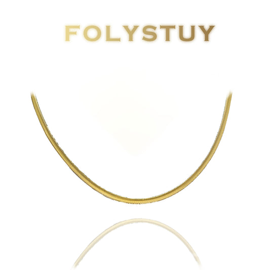 【FOLYSTUY (Y142)】24k gold filled Snake Bone Necklace