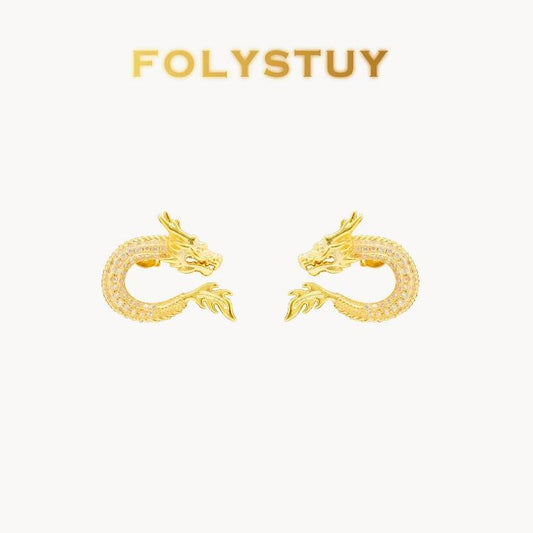 【FOLYSTUY (C53)】24k gold filled Dragon Earrings