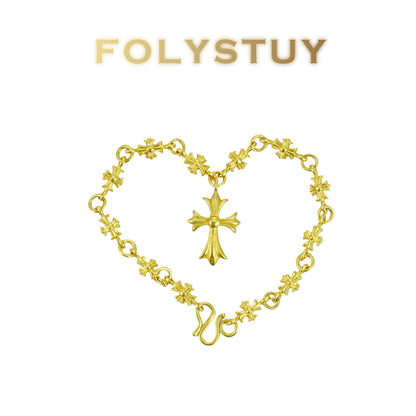 【FOLYSTUY (YNW13)】24k gold filled Cross Bracelet Fashion Unisex Bracelet
