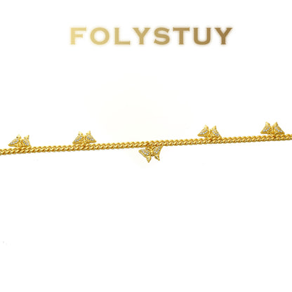 【FOLYSTUY (Y137)】24k gold filled Cuban Butterfly Necklace