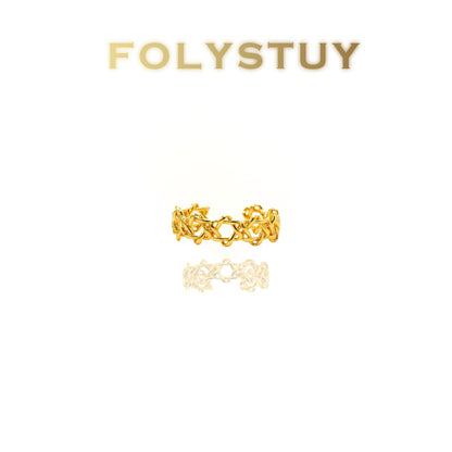 【FOLYSTUY(YNZ40)】24k gold filled Gorgeous Hexagram Star Ring