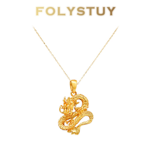 【FOLYSTUY (YNK01)】24k gold filled Dragon Pendant with chain-Buy 1 get 4 gift