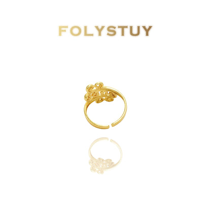 【FOLYSTUY(YNZ44)】24k gold filled Romantic Flower Ring