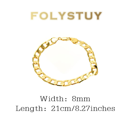 【FOLYSTUY (W168)】24k gold filled Cuban Bracelet