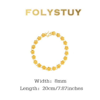【FOLYSTUY (YNW12)】24k gold filled Flower Bracelet