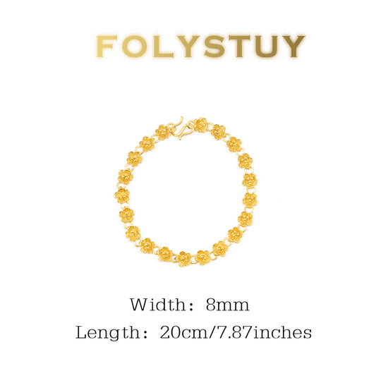 【FOLYSTUY (YNW12)】24k gold filled Flower Bracelet