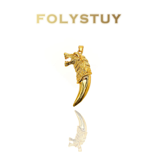 【FOLYSTUY (K136)】24k gold filled Tiger and Wolf Tooth Pendant