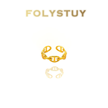 【FOLYSTUY(YNZ39)】24k gold filled Stylish Interlocking - Design Ring by FOLYSTUY