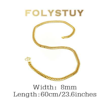 【FOLYSTUY (Y130)】24k gold filled Cuban Chain Necklace