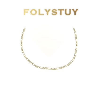 【FOLYSTUY (Y151)】24k gold filled A unisex Asian Figaro necklace