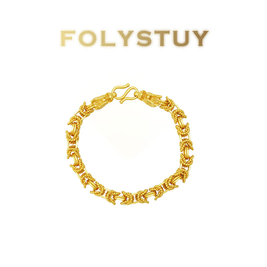 【FOLYSTUY(YNW17)】24k gold filled Dragon Bone Tank Bracelet