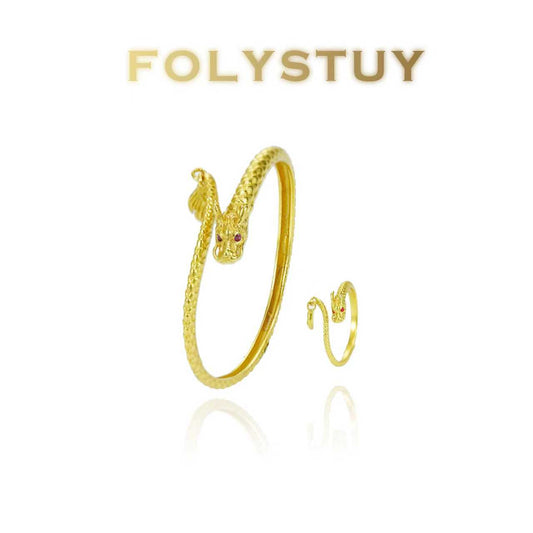 [FOLYSTUY (YNT03)] 24k gold filled Dragon Bangle With Dragon Ring