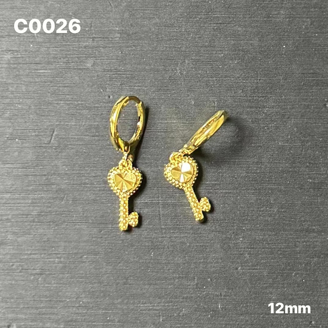 C26 Love Gold Key Earrings