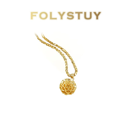 【FOLYSTUY(Y149)】24k gold filled Sunflower pendant rabbit necklace