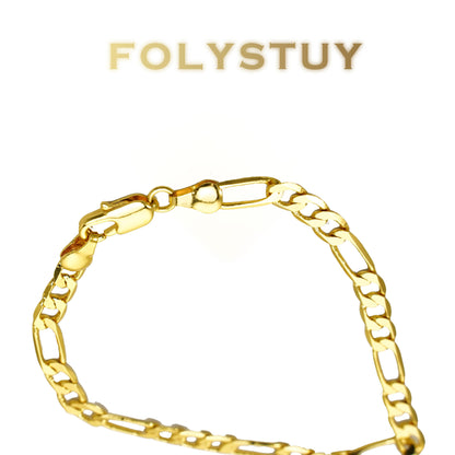 【FOLYSTUY(W165)】24k gold filled Figaro Hand Chain Bracelet