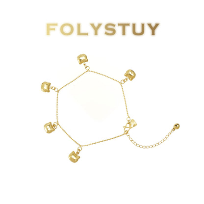 【FOLYSTUY(W177)】24k gold filled Beads cute cat ankle chain (can be used as a bracelet)