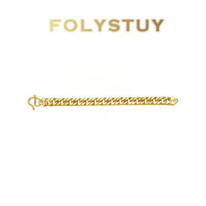 【FOLYSTUY (W173)】24k gold filled Flat Big Cuba Bracelet
