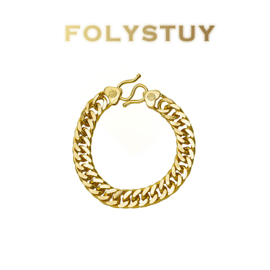【FOLYSTUY (W173)】24k gold filled Flat Big Cuba Bracelet
