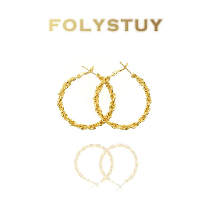 【FOLYSTUY (C72)】24k gold filled Rope Earrings
