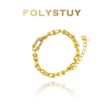 【FOLYSTUY (W153)】24k gold filled Paperclip Bracelet