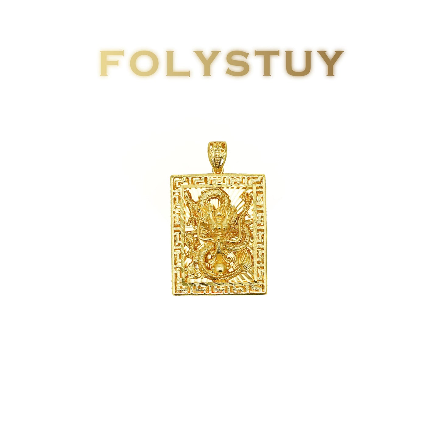 [FOLYSTUY (K148)] 24k gold filled The relief dragon-shaped pendant