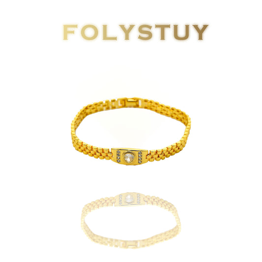 【FOLYSTUY (W159)】24k gold filled Watch Chain Bracelet