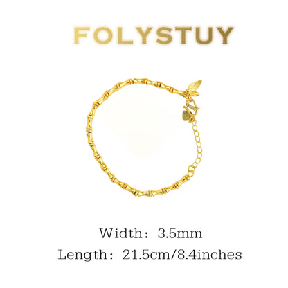 【FOLYSTUY(W40)】24k gold filled Elegant Bamboo Joint Hand Chain