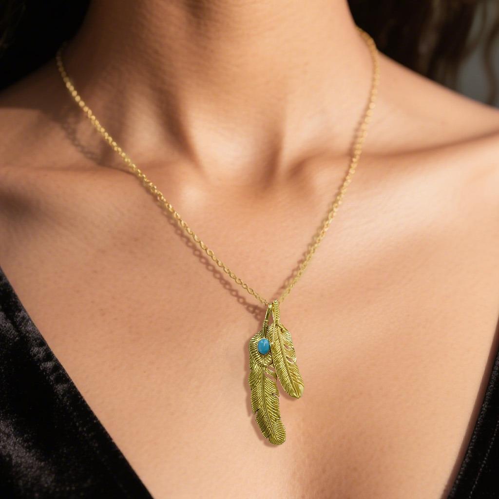FOLYSTUY(YNK05) 24k gold filled Feather Pendant [buy 1 get 5]