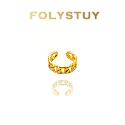 【FOLYSTUY(YNZ42)】24k gold filled Trendy Chunky Chain - Style Open - Ring by FOLYSTUY