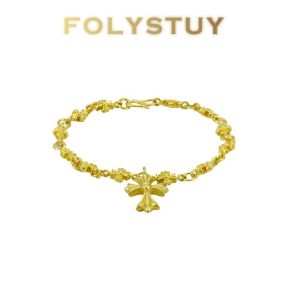【FOLYSTUY (YNW13)】24k gold filled Cross Bracelet Fashion Unisex Bracelet