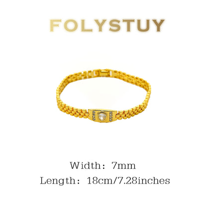 【FOLYSTUY (W159)】24k gold filled Watch Chain Bracelet