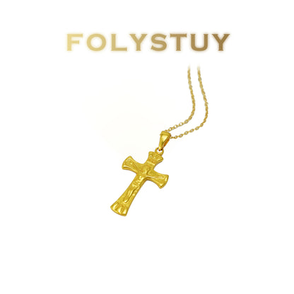 FOLYSTUY(YNK18) 24k gold filled cross pendent