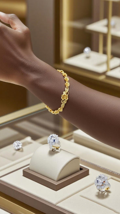 【FOLYSTUY (YNW10)】24k gold filled Elegant Flower Bracelet